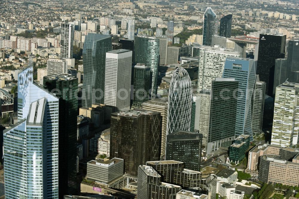 Paris Courbevoie from above - City center with the skyline in the downtown area in Paris Courbevoie in Ile-de-France, France