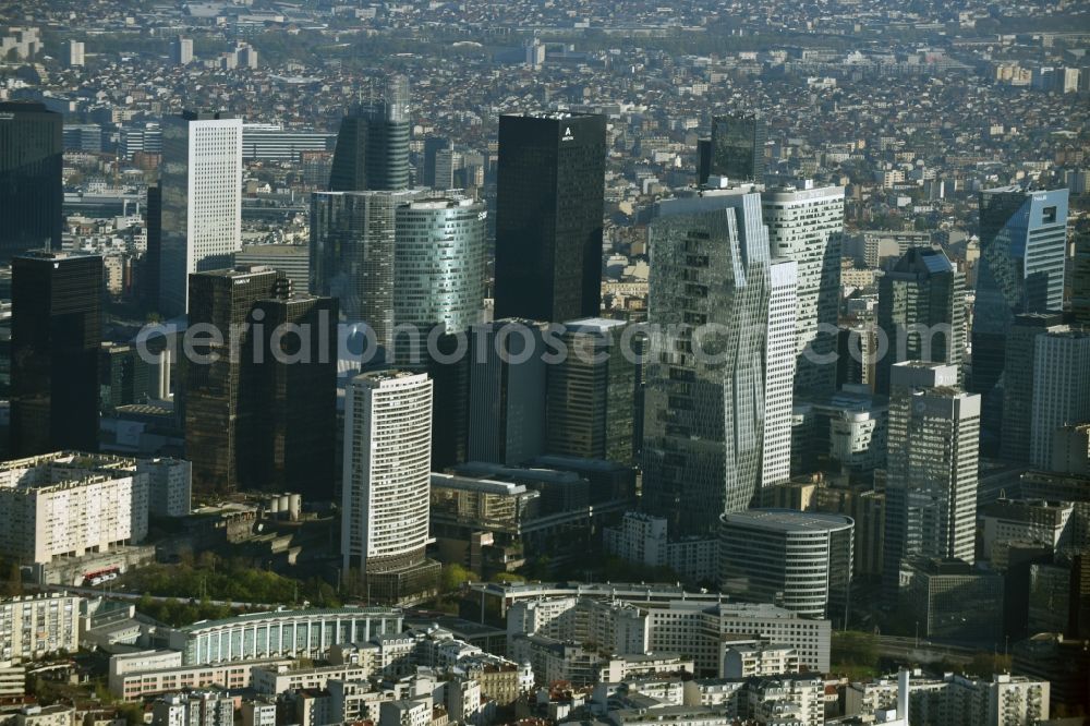 Aerial image Paris Nanterre - City center with the skyline in the downtown area in Paris Nanterre in Ile-de-France, France