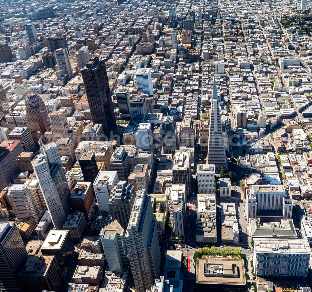 Aerial photograph San Francisco - City center with the skyline in the downtown area in San Francisco in USA