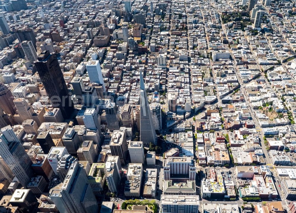 San Francisco from above - City center with the skyline in the downtown area in San Francisco in USA