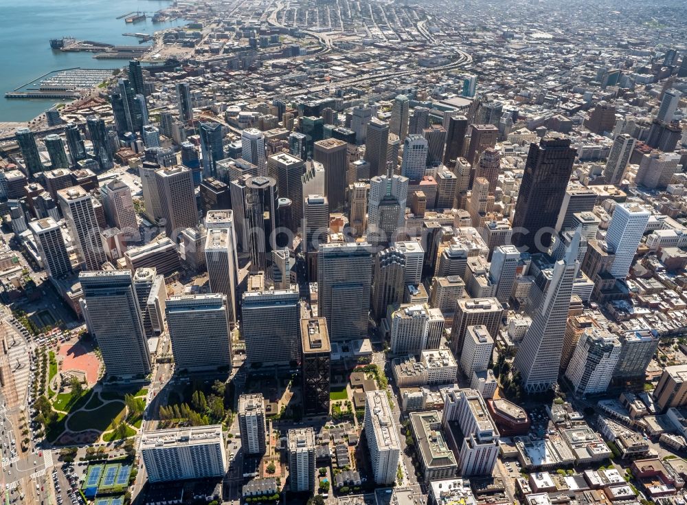 San Francisco from above - City center with the skyline in the downtown area in San Francisco in USA