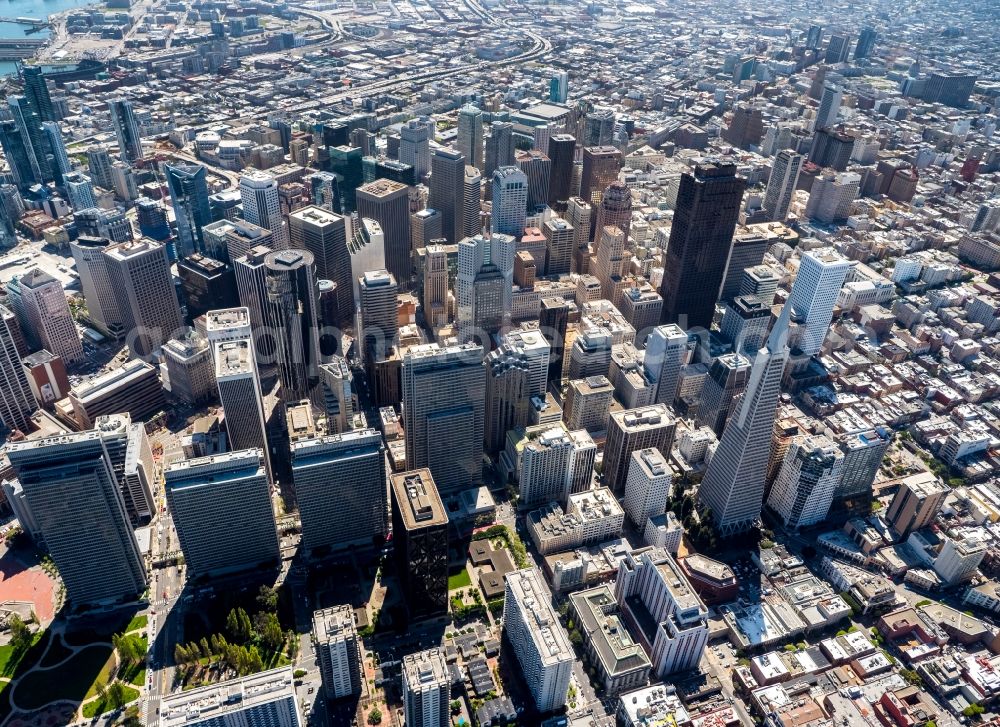 Aerial image San Francisco - City center with the skyline in the downtown area in San Francisco in USA