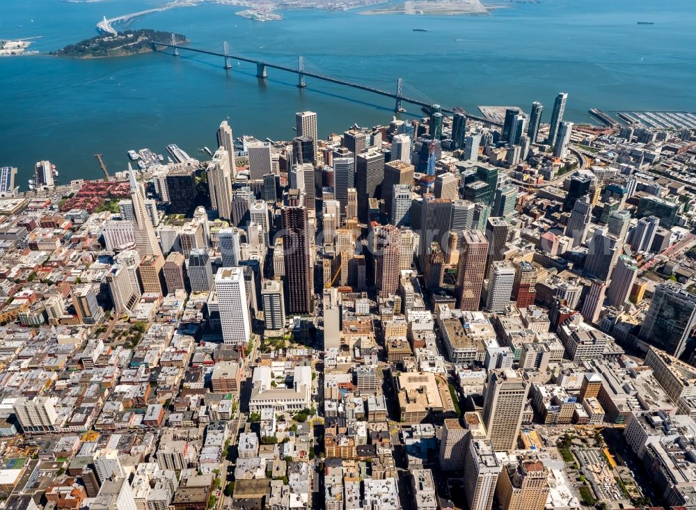 Aerial photograph San Francisco - City center with the skyline in the downtown area in San Francisco in California in USA