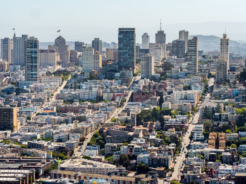 San Francisco from above - City center with the skyline in the downtown area in San Francisco California in USA