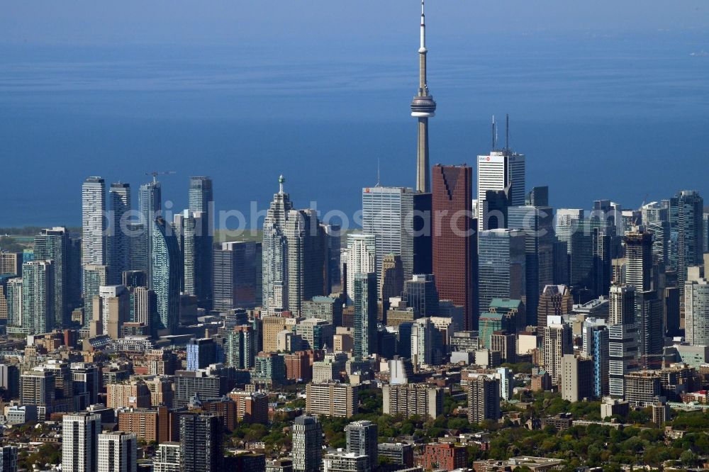 Toronto from the bird's eye view: City center with the skyline in the downtown area in Toronto in Ontario, Canada