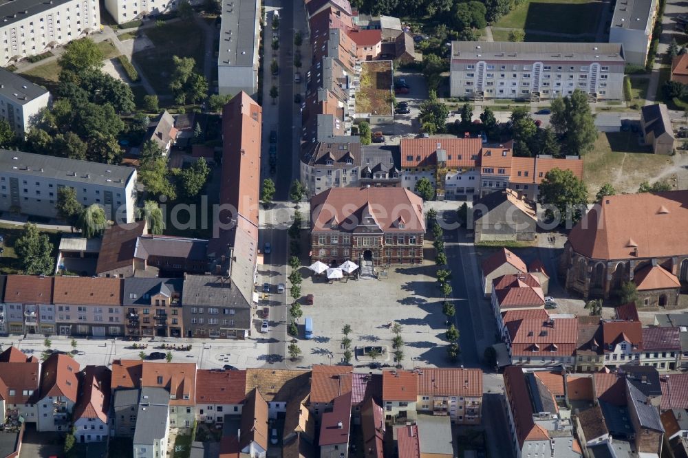 Calau from above - The center of the city in Calau Oberspreewald Lausitz in Brandenburg