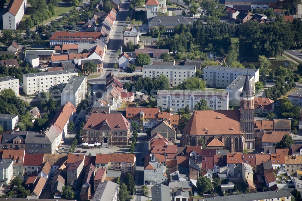 Calau from the bird's eye view: The center of the city in Calau Oberspreewald Lausitz in Brandenburg