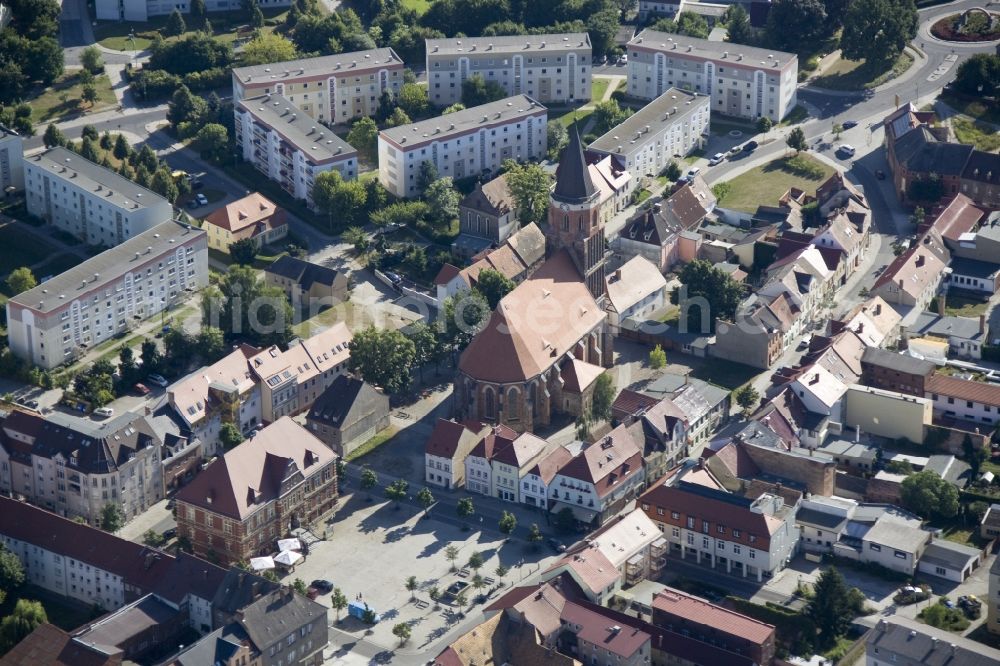 Calau from above - The center of the city in Calau Oberspreewald Lausitz in Brandenburg