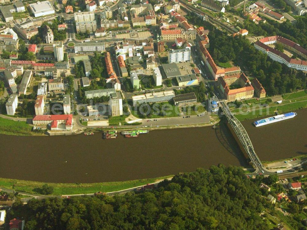 Aerial image D??ín (Tetschen - Bodenbach) - Blick auf das Stadtzentrum von D??ín (Tetschen - Bodenbach) an der Elbe.