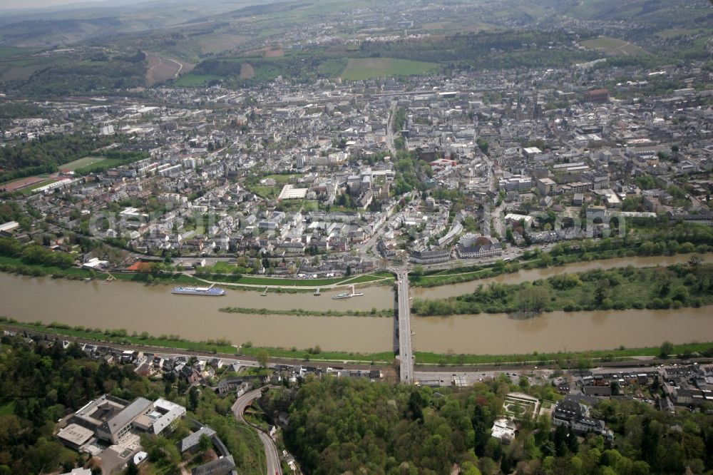 Aerial image Trier - City center of Trier along the Mosel in Rhineland-Palatinate