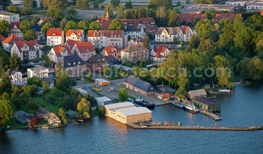 Aerial image Waren (Müritz) - City center on the lake shore of Lake Mueritz Waren (Mueritz) in Mecklenburg - West Pomerania