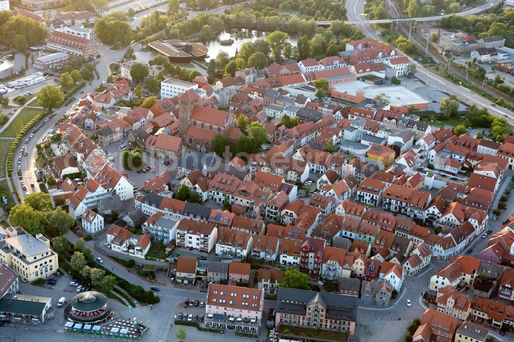 Waren (Müritz) from above - City center on the lake shore of Lake Mueritz Waren (Mueritz) in Mecklenburg - West Pomerania