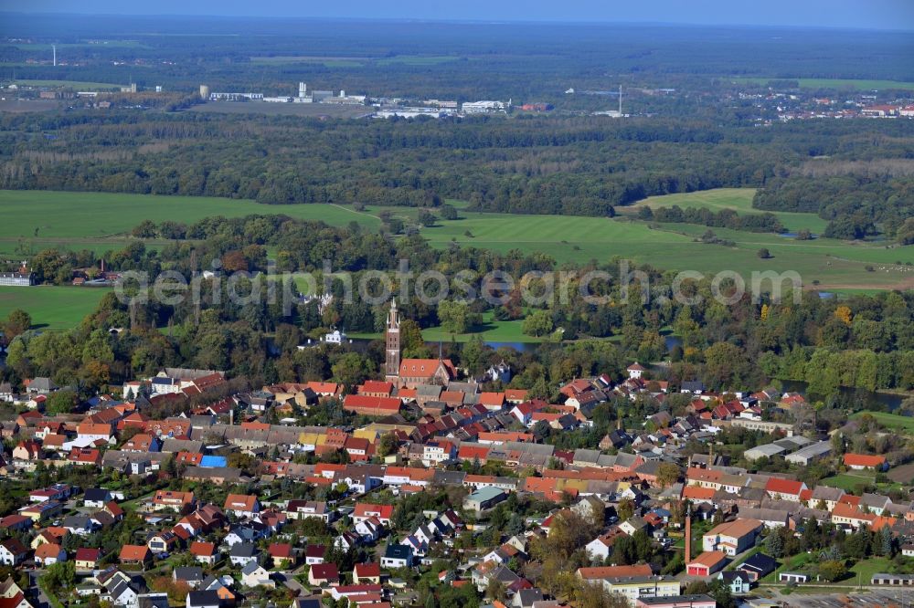 Aerial image Wörlitz - City center and downtown in Woerlitz in Saxony-Anhalt