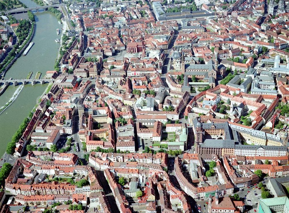 Würzburg / Bayern from above - Stadtzentrum von Würzburg