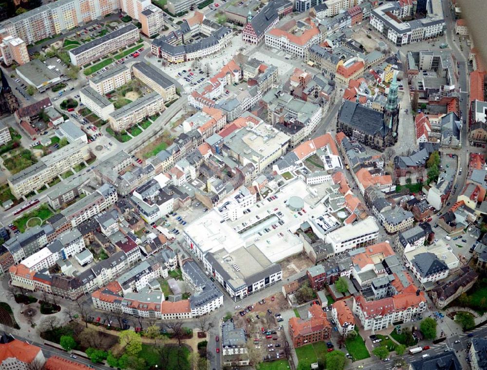 Aerial photograph Zwickau / Sachsen - Stadtzentrum von Zwickau mit neuem Einkaufszentrum.