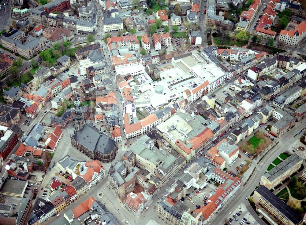 Zwickau / Sachsen from the bird's eye view: Stadtzentrum von Zwickau mit neuem Einkaufszentrum.