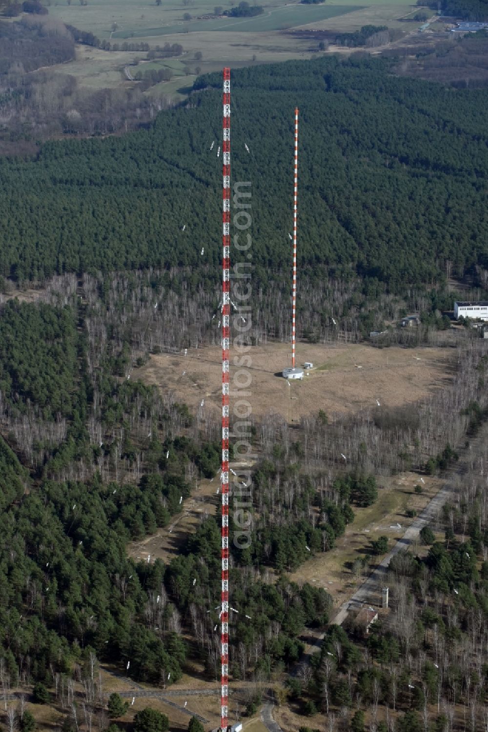 Aerial image Burg - Steel mast funkturm and transmission system as basic network transmitter in Burg in the state Saxony-Anhalt