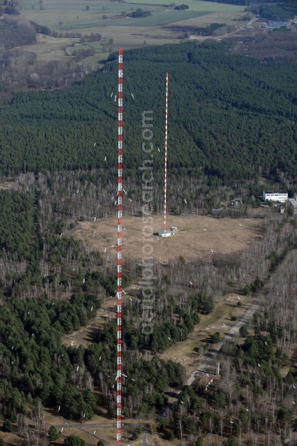 Aerial photograph Burg - Steel mast funkturm and transmission system as basic network transmitter in Burg in the state Saxony-Anhalt