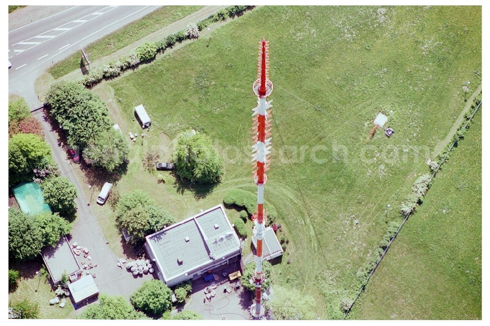 Göttelborn from above - Steel mast funkturm and transmission system as basic network transmitter in Goettelborn in the state Saarland