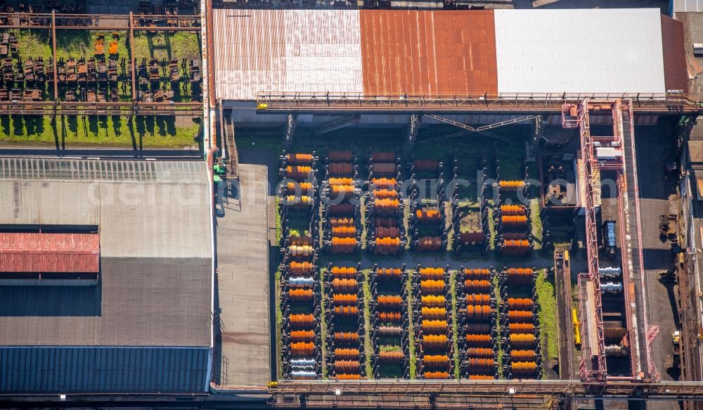 Aerial photograph Dortmund - Steel beams in the industrial estate and company settlement Union Gewerbehof in Dortmund in the state of North Rhine-Westphalia