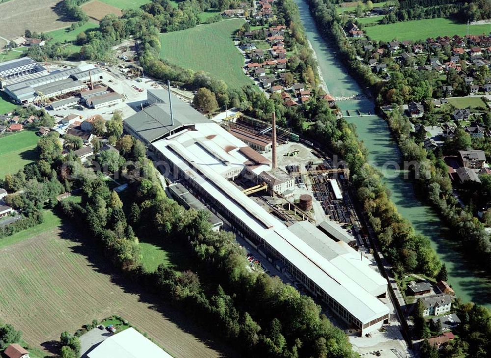 Freilassing / Bayern from the bird's eye view: Stahlwerk Annahütte der Unternehmensgruppe MAX AICHER in Freilassing.