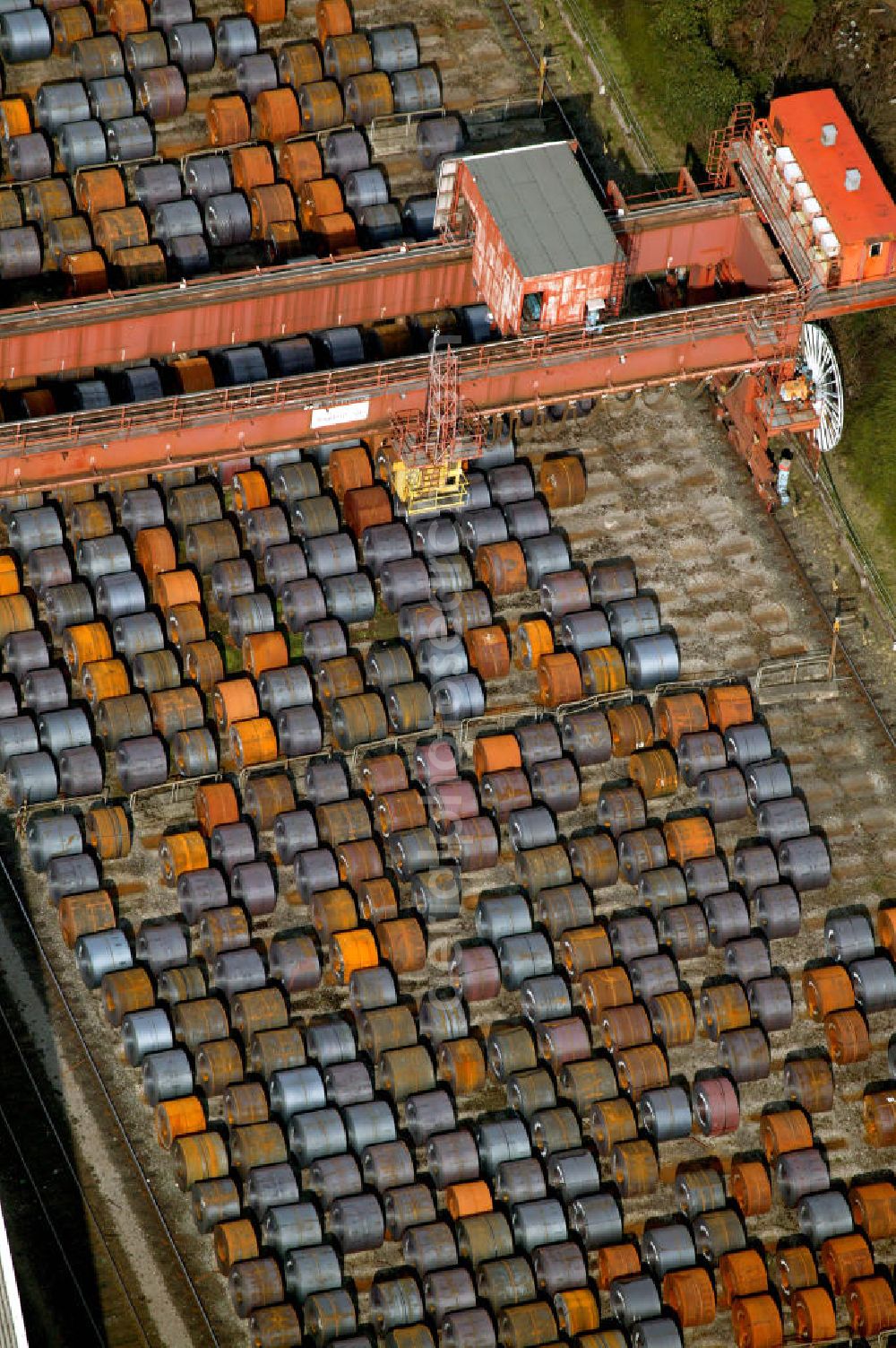 Bochum from above - Blick auf Stahlrollen im Stahlwerk Bochum AG EBG. Bochum, steel rolls at the steelworks EBG.