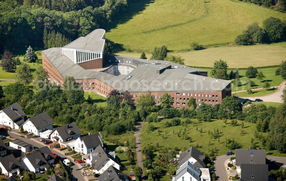 Aerial image Olpe - Striking headquarters of the Franziskanerinnen von der ewigen Anbetung e. V. in Olpe in North Rhine-Westphalia