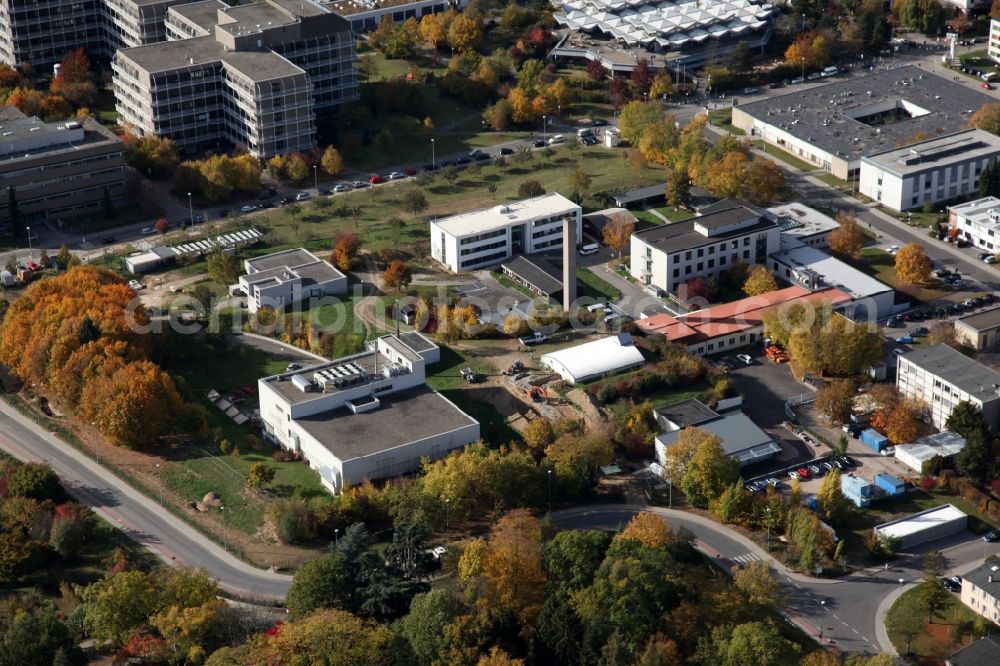 Mainz from above - The location, with an emphasis on nuclear physics, of the Johannes Gutenberg University in Mainz in Rhineland-Palatinate