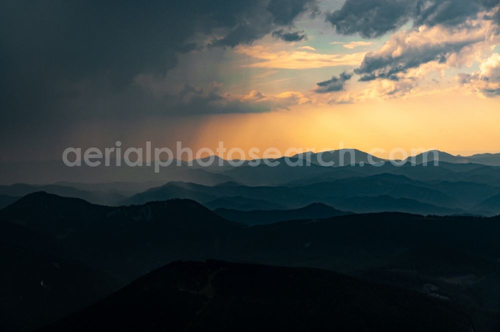 Puchberg from above - Weather conditions at the horizon hinter dem Haltberg in Haltbergerhof in Lower Austria, Austria