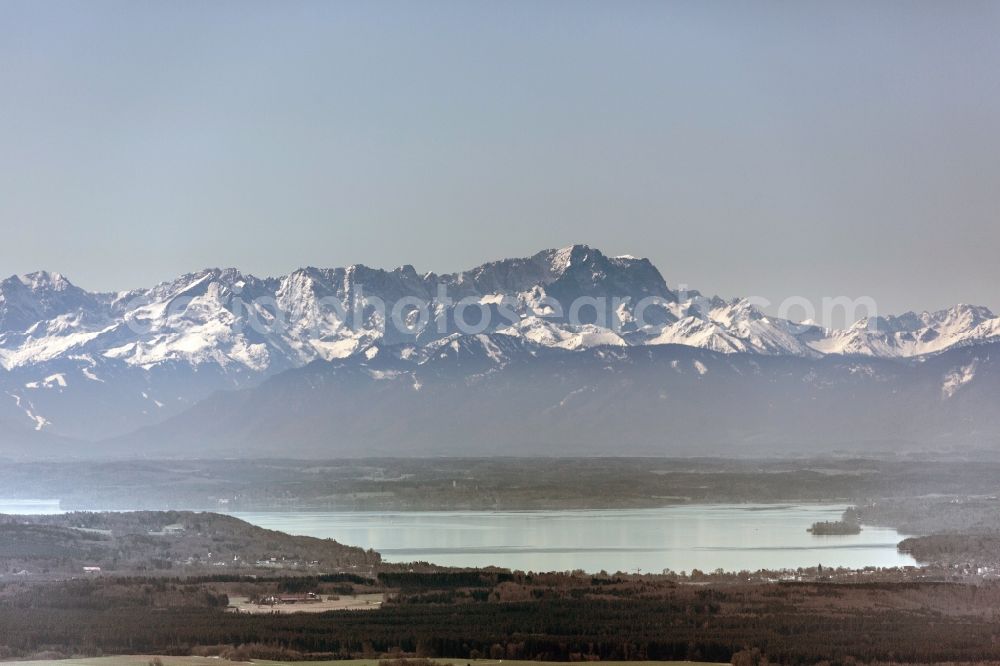 Aerial image Starnberger See - Starnberger See in front of the Alps in Starnberg in Bavaria