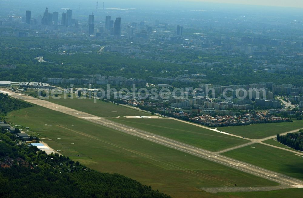 Warschau Bemowo from above - Start and runway of the airport in Warsaw Babice Bemowo district of Warsaw in Poland