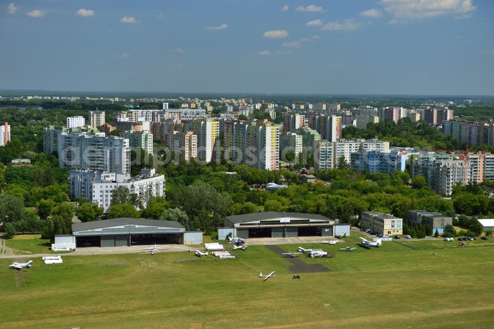 Warschau Bemowo from above - Start and runway of the airport in Warsaw Babice Bemowo district of Warsaw in Poland