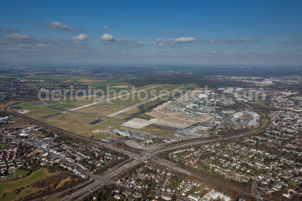 Düsseldorf from above - View to the Duesseldorf International Airport which is the main airport in Nothrhine Westfalia