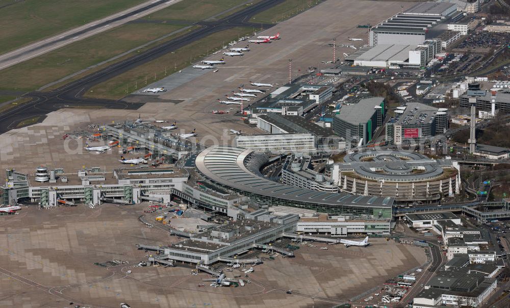 Düsseldorf from above - View to the Duesseldorf International Airport which is the main airport in Nothrhine Westfalia