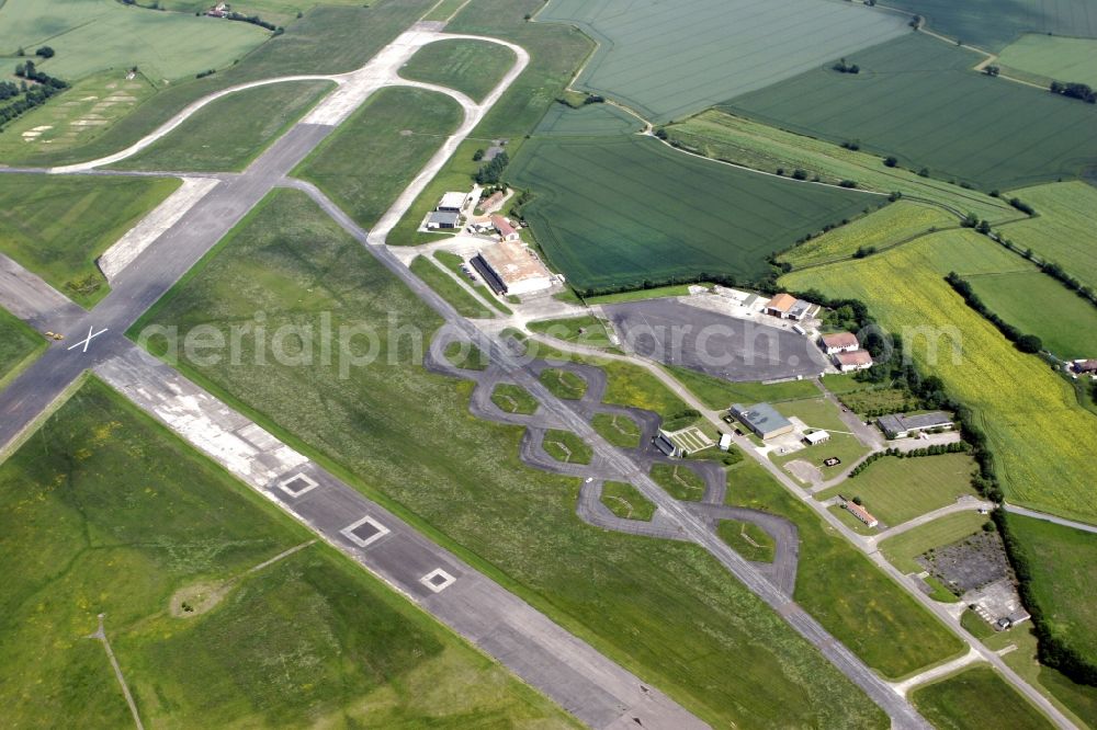 Aerial image Wethersfield - Locked runway at the former airfield of RAF Royal Air Force in Wethersfield in England, United Kingdom