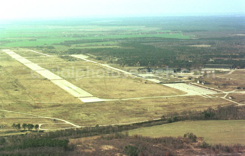 Sperenberg from the bird's eye view: Locked runway at the former airfield in Sperenberg Nuthe-Urstromtal in the state Brandenburg, Germany