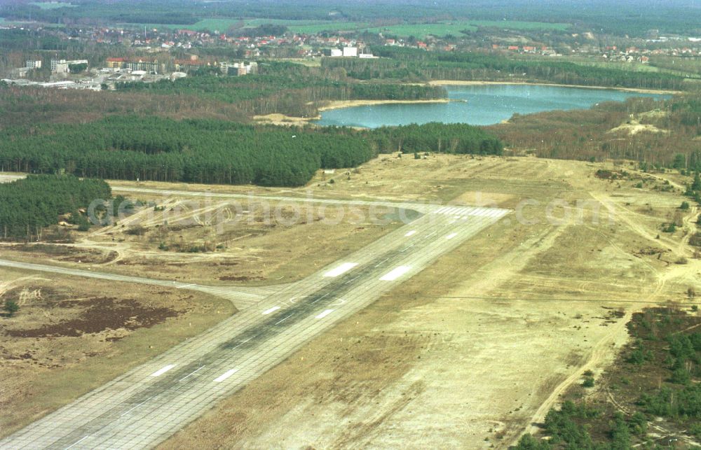 Aerial image Sperenberg - Locked runway at the former airfield in Sperenberg Nuthe-Urstromtal in the state Brandenburg, Germany