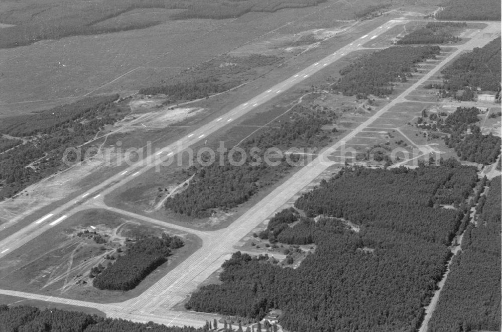 Sperenberg from above - Locked runway at the former airfield in Sperenberg Nuthe-Urstromtal in the state Brandenburg, Germany