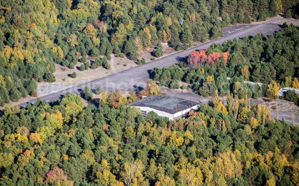 Aerial image Sperenberg - Locked runway at the former airfield in Sperenberg Nuthe-Urstromtal in the state Brandenburg, Germany