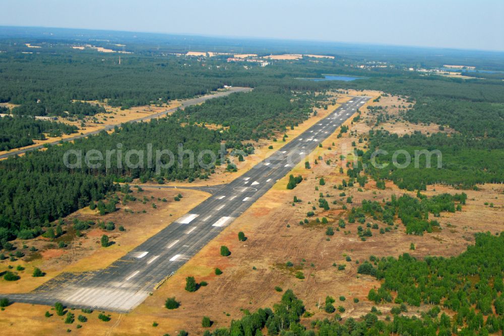 Sperenberg from the bird's eye view: Locked runway at the former airfield in Sperenberg Nuthe-Urstromtal in the state Brandenburg, Germany