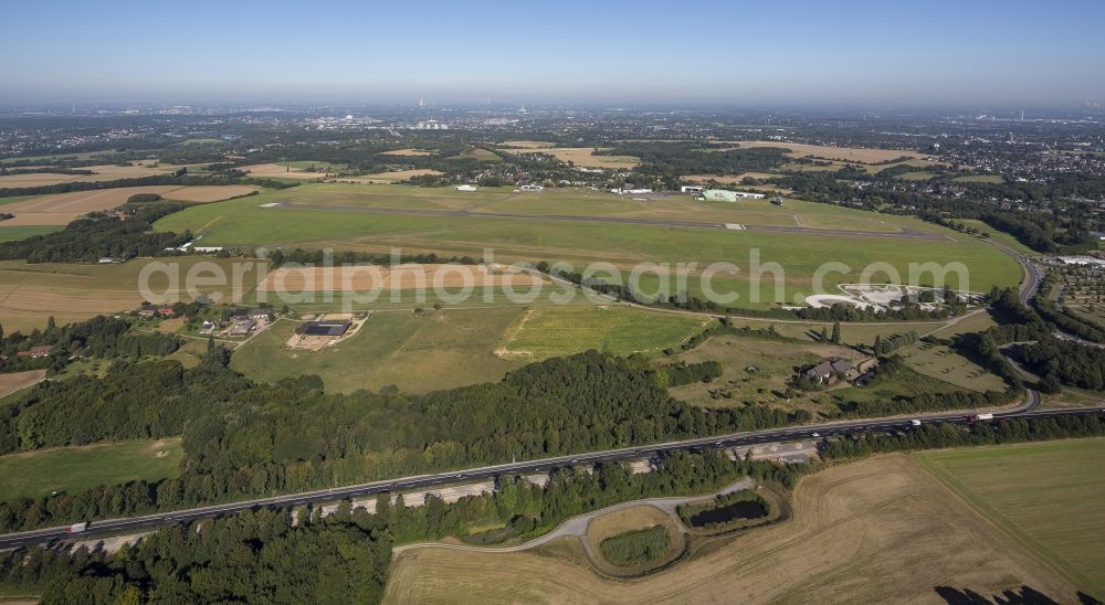 Essen from above - View of the runway and runway of the airport food - Mülheim Essen in the Ruhr area in North Rhine-Westphalia