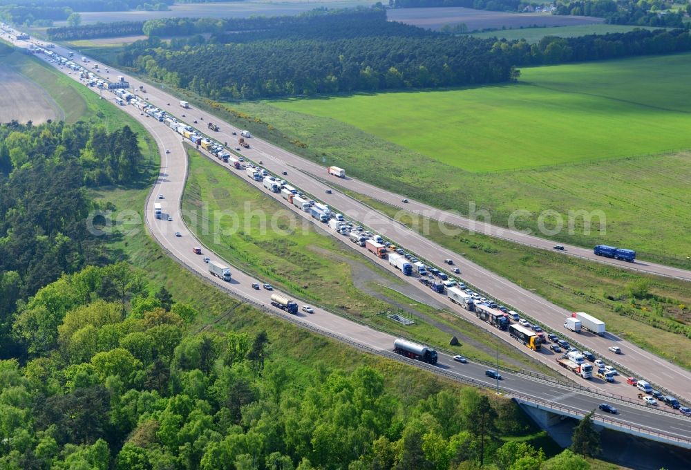 Aerial photograph Nuthetal - View on the motorway interchange Nuthetal (A 10 and A 115) at the citizen of Berlin ring