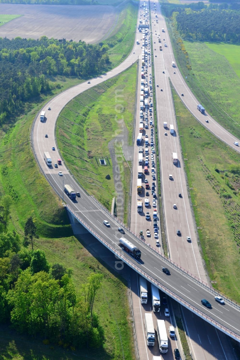 Aerial image Nuthetal - View on the motorway interchange Nuthetal (A 10 and A 115) at the citizen of Berlin ring