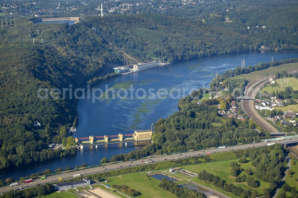 Aerial photograph Hagen - Dam at the Ruhr in Hagen in the Ruhr area in North Rhine-Westphalia