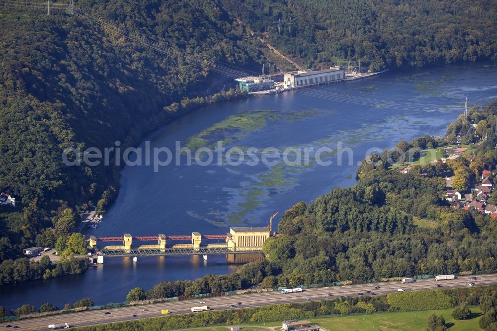 Hagen from the bird's eye view: Dam at the Ruhr in Hagen in the Ruhr area in North Rhine-Westphalia