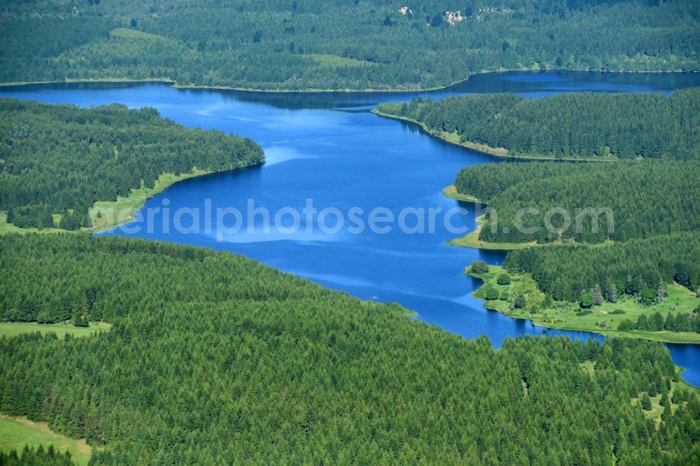 Aerial image Cesky Jiretin - Georgendorf - Impoundment and shore areas at the lake Flaje in Cesky Jiretin - Georgendorf in Most, Czech Republic