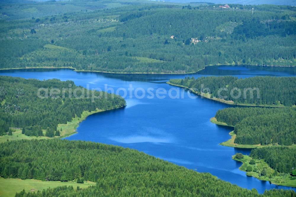 Aerial photograph Cesky Jiretin - Georgendorf - Impoundment and shore areas at the lake Flaje in Cesky Jiretin - Georgendorf in Most, Czech Republic