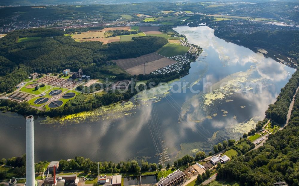 Aerial image Herdecke - Impoundment and shore areas at the lake der Ruhr in Herdecke in the state North Rhine-Westphalia