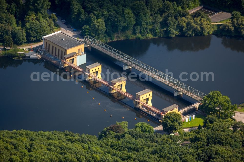 Aerial image Herdecke - Impoundment and shore areas at the lake der Ruhr in Herdecke in the state North Rhine-Westphalia