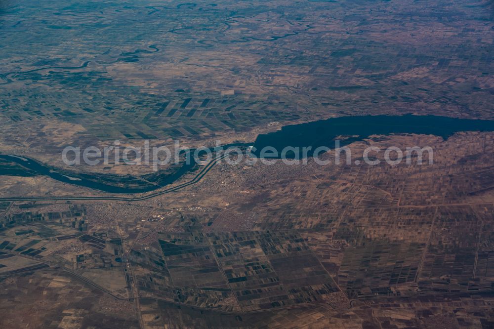 Sannar from above - Dam wall at the reservoir Sennar Dam in river course of Blue Nile in Sannar in Sennar, Sudan